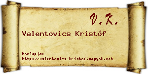 Valentovics Kristóf névjegykártya